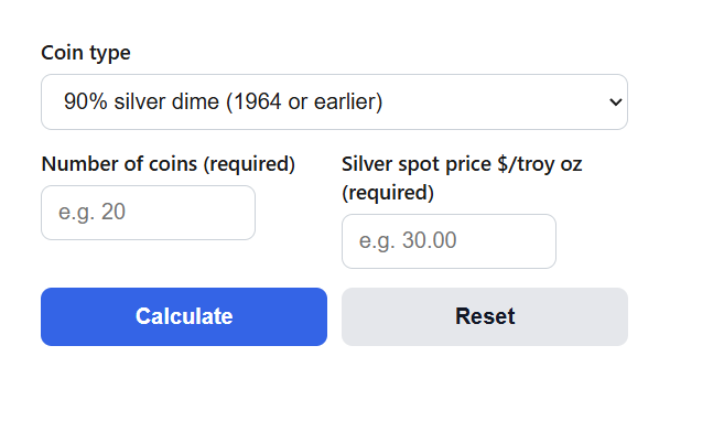 Coin Melt Value Calculator