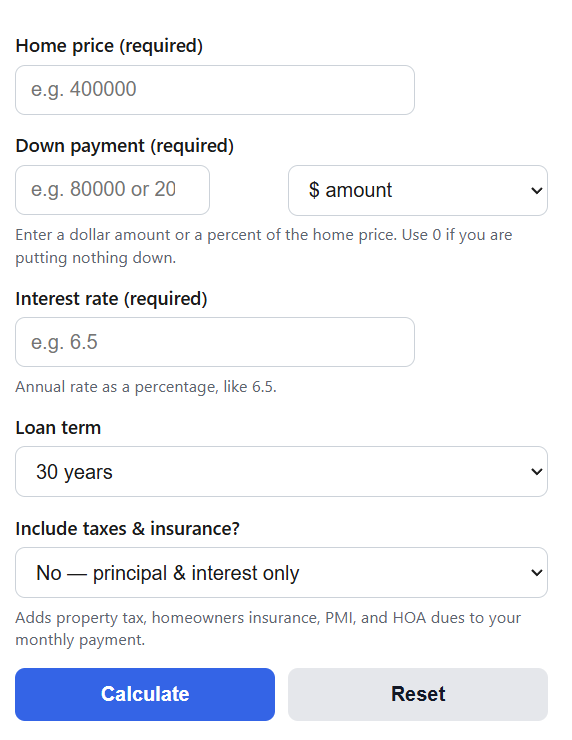 Mortgage Payment Calculator