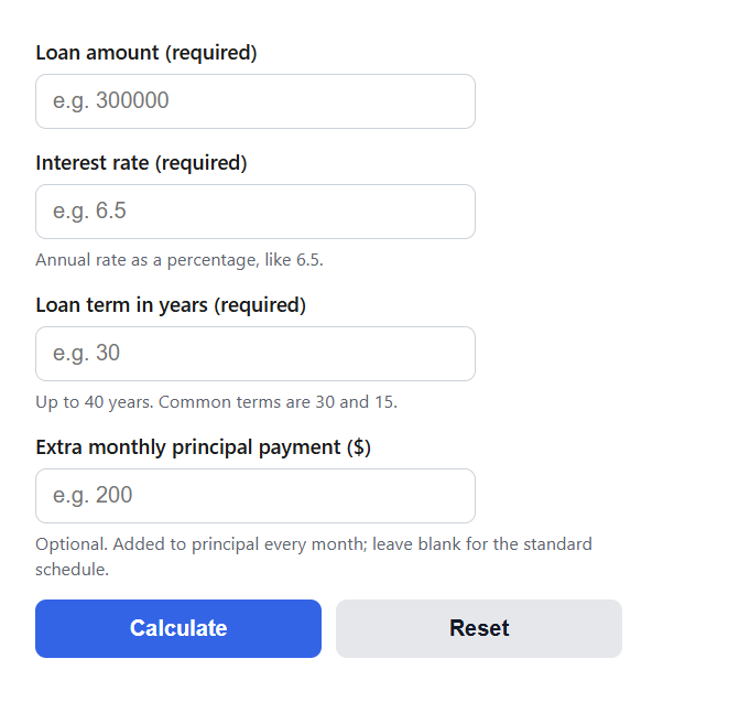 Mortgage Amortization Calculator