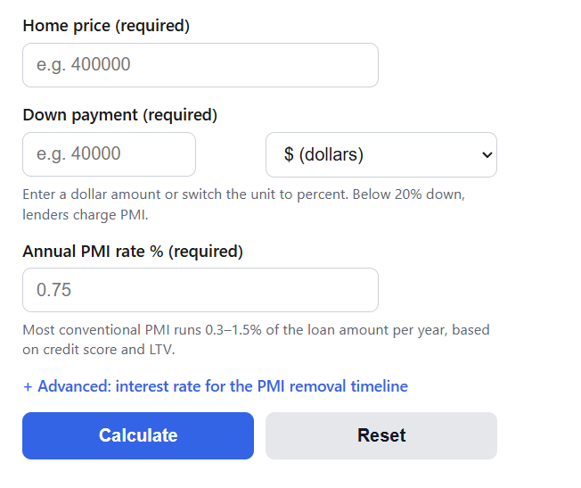 PMI Calculator