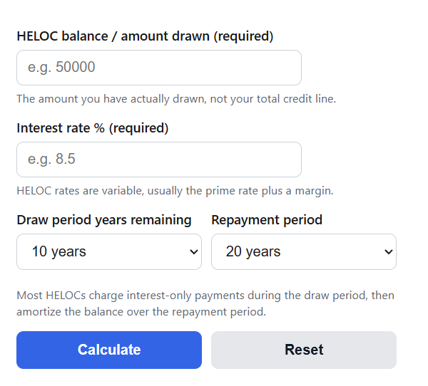 HELOC Payment Calculator