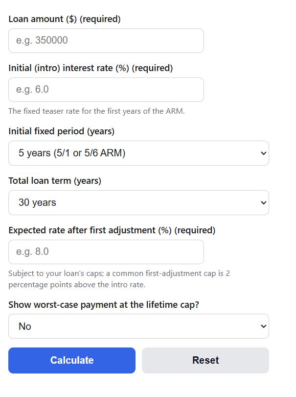 ARM Mortgage Calculator
