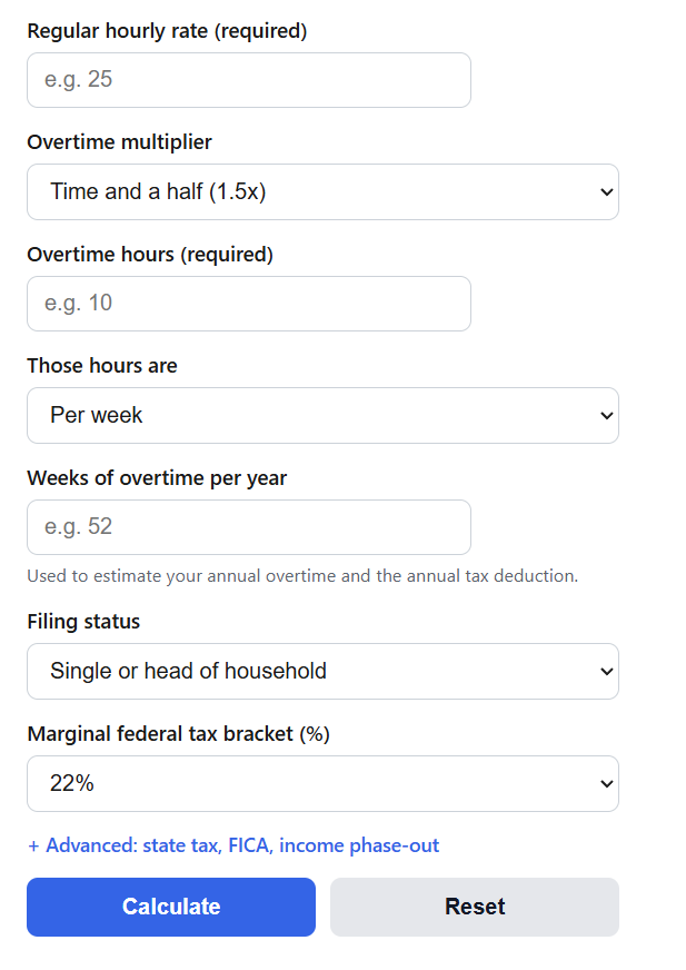 Overtime Tax Calculator