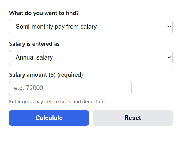 Semi-Monthly Pay Calculator