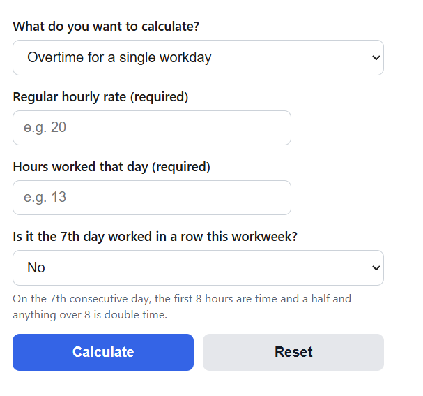 California Overtime Calculator