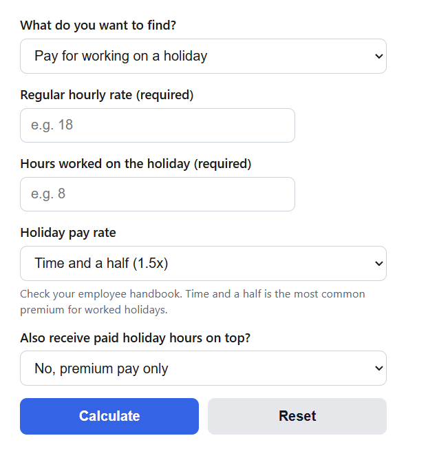 Holiday Pay Calculator