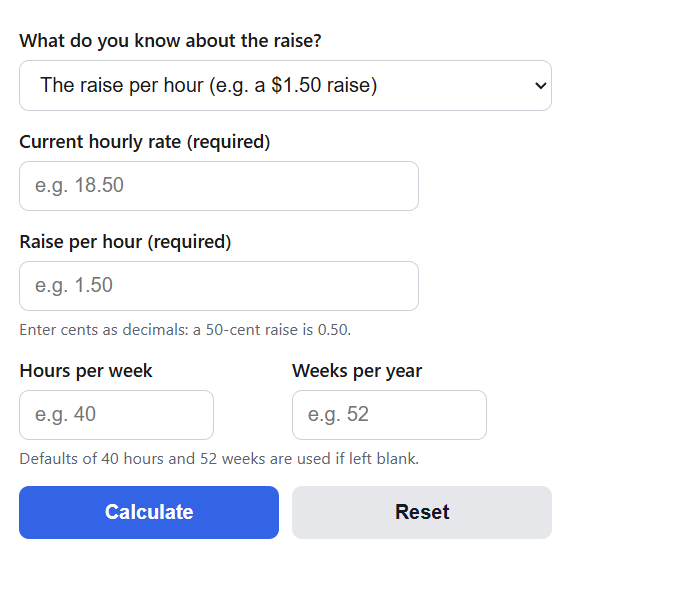 Hourly Raise Calculator