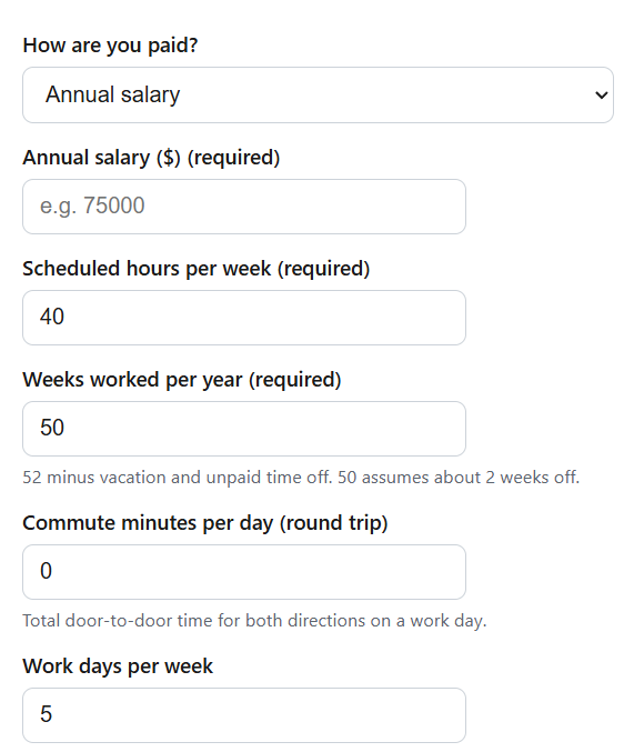 Real Hourly Wage Calculator
