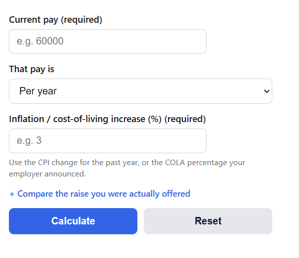 Cost of Living Raise Calculator