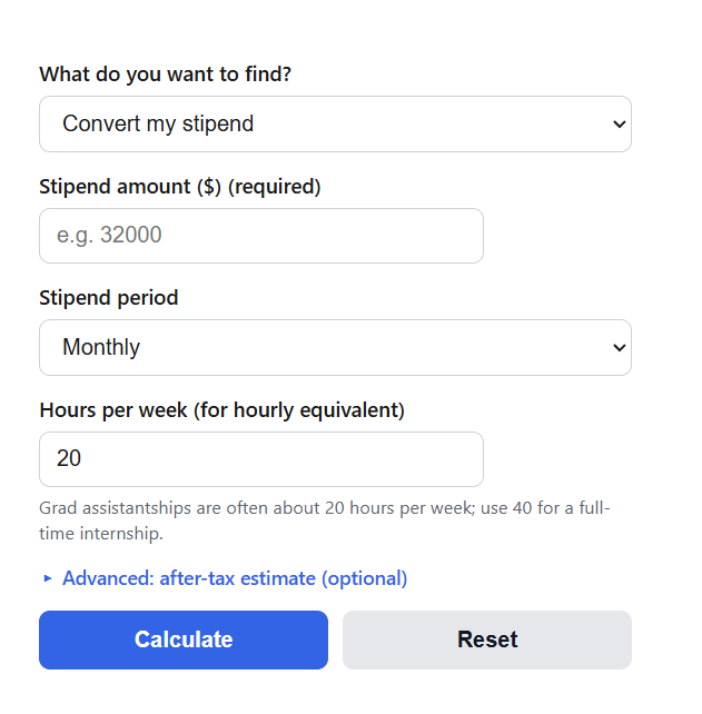 Stipend Calculator