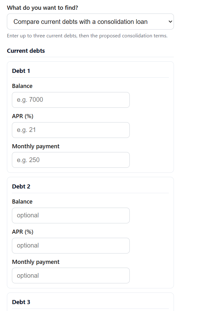 Debt Consolidation Calculator