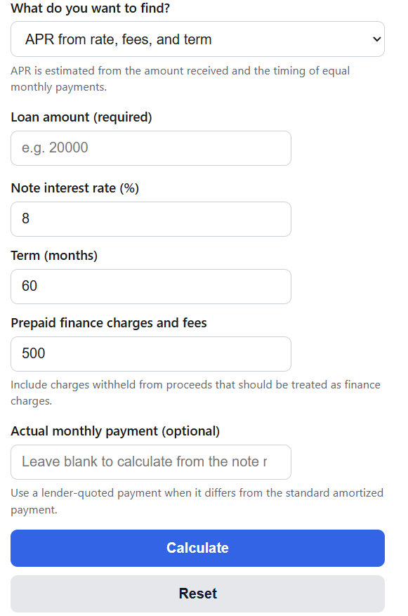 Loan APR Calculator