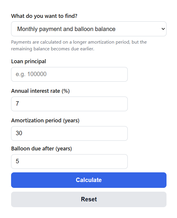 Balloon Loan Calculator