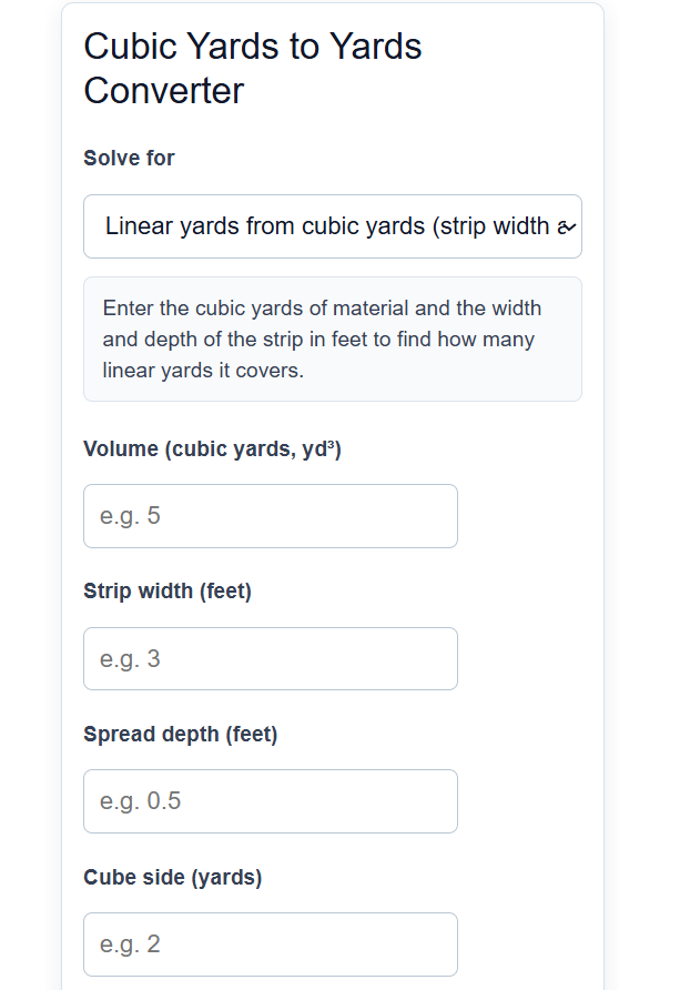 Cubic Yards To Yards Converter Calculator