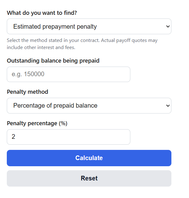 Loan Prepayment Penalty Calculator