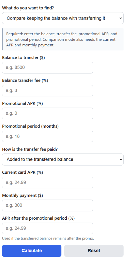 Balance Transfer Calculator