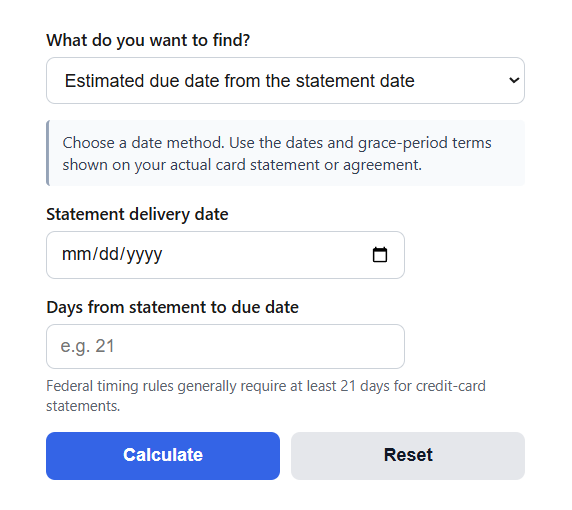 Credit Card Grace Period Calculator