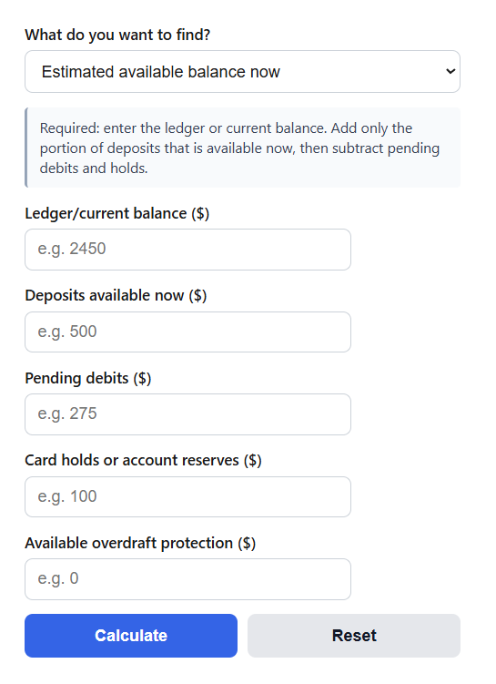 Available Balance Calculator