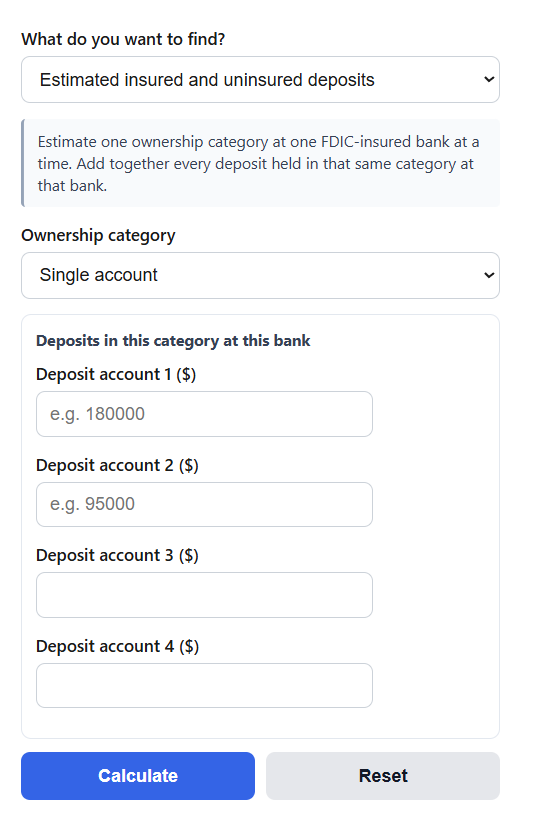FDIC Insurance Calculator