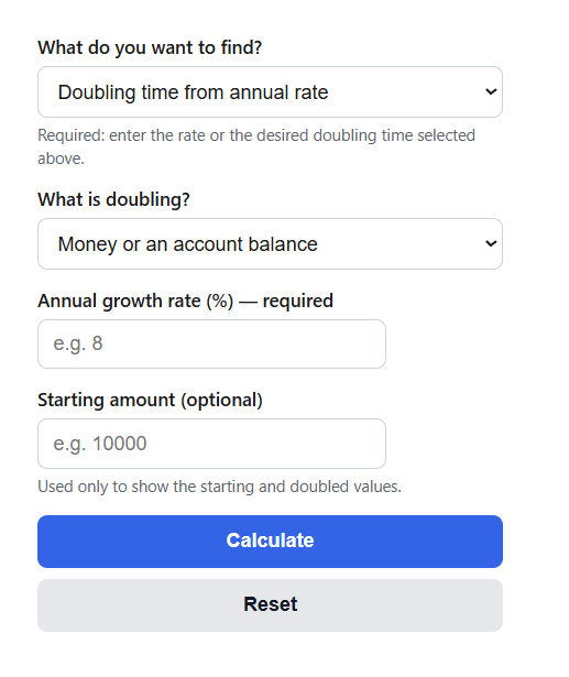 Rule of 72 Calculator