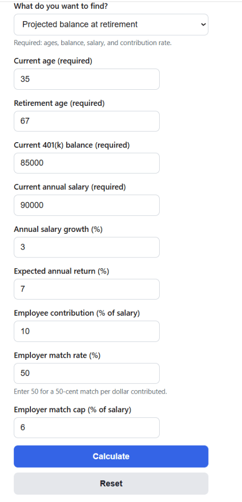 401(k) Calculator