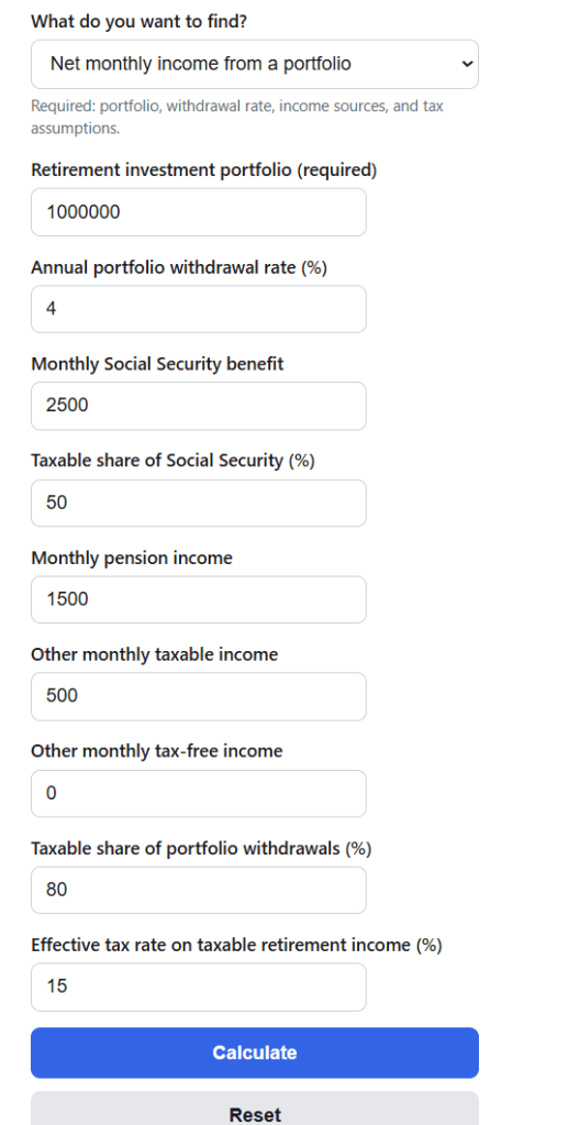 Retirement Income Calculator