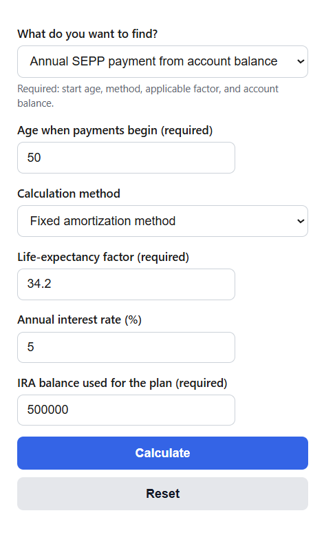 72(t) SEPP Calculator