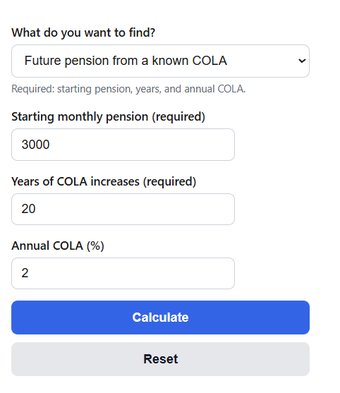 Pension COLA Calculator