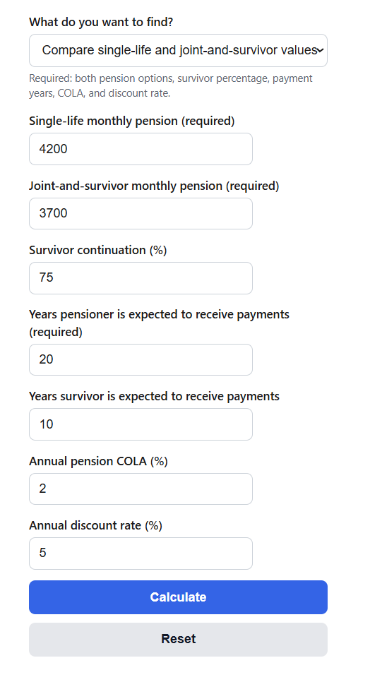 Pension Survivor Benefit Calculator