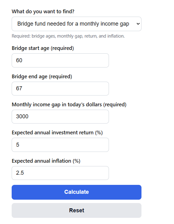 Early Retirement Bridge Calculator