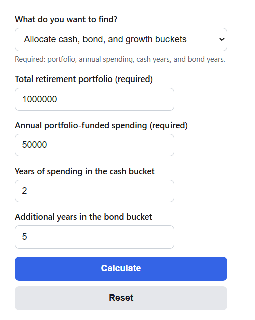 Retirement Bucket Strategy Calculator