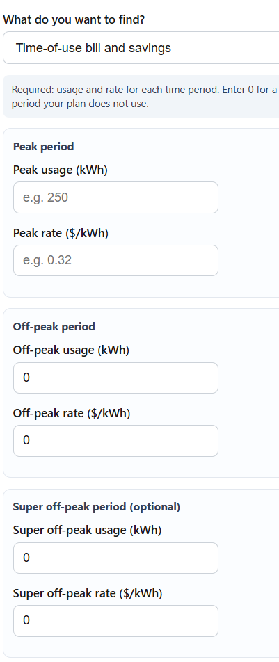 Time-of-Use Electricity Cost Calculator