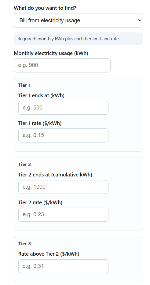 Tiered Electricity Bill Calculator