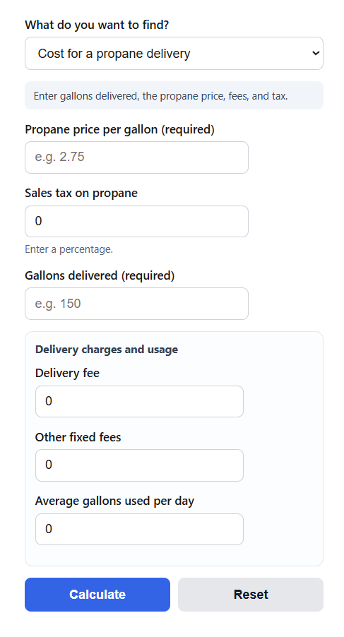 Propane Cost Calculator