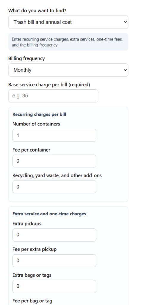 Trash Bill Calculator