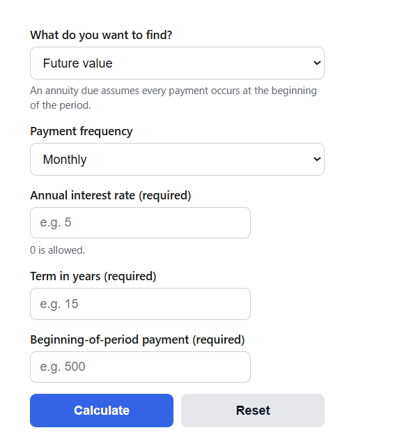 Annuity Due Calculator