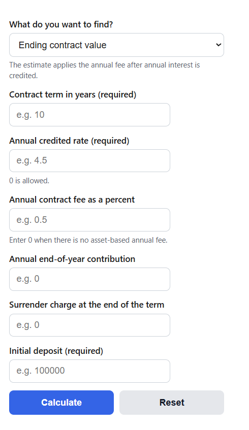 Fixed Annuity Growth Calculator