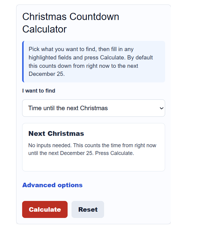 Christmas Countdown Calculator