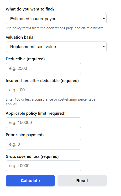 Insurance Claim Payout Calculator