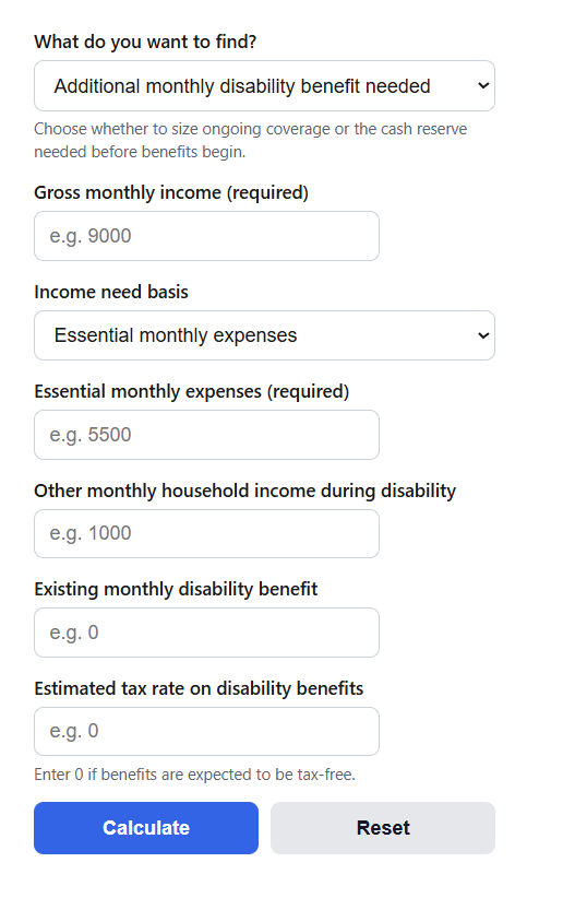 Disability Insurance Needs Calculator