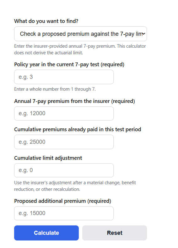 Modified Endowment Contract Calculator
