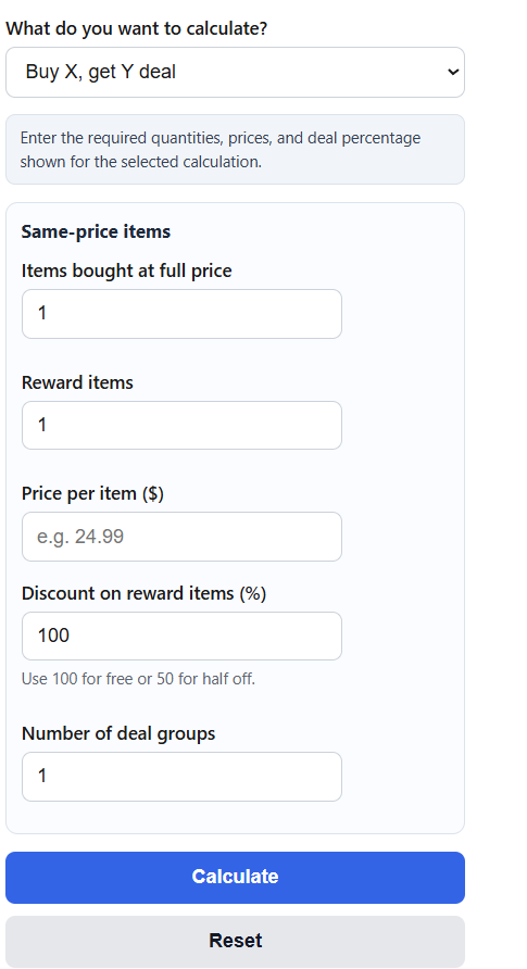 BOGO Deal Calculator
