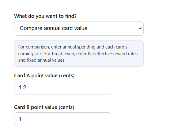 Rewards Card Comparison Calculator