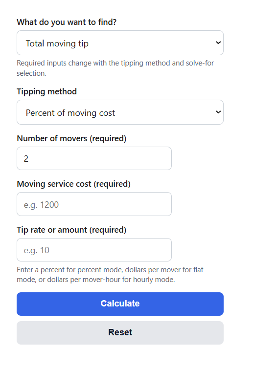 Moving Tip Calculator