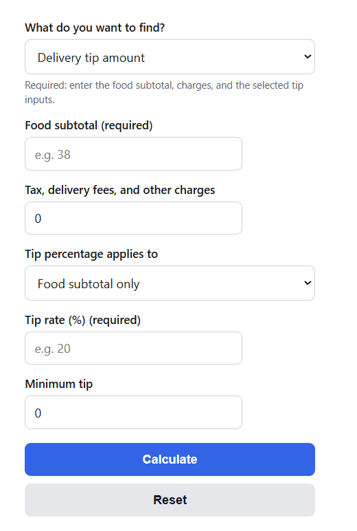 Food Delivery Tip Calculator