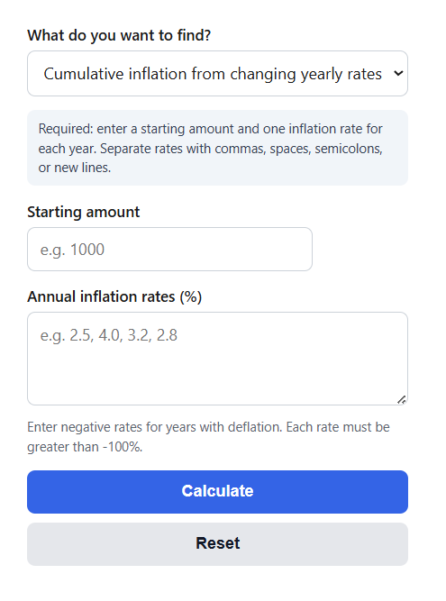 Variable Inflation Calculator