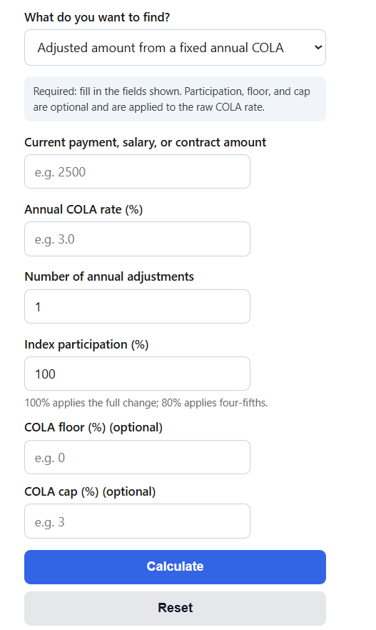 COLA Calculator
