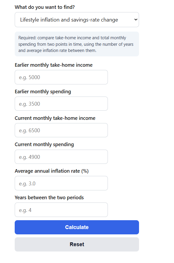 Lifestyle Inflation Calculator