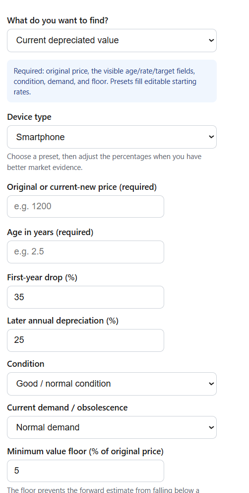 Electronics Depreciation Calculator