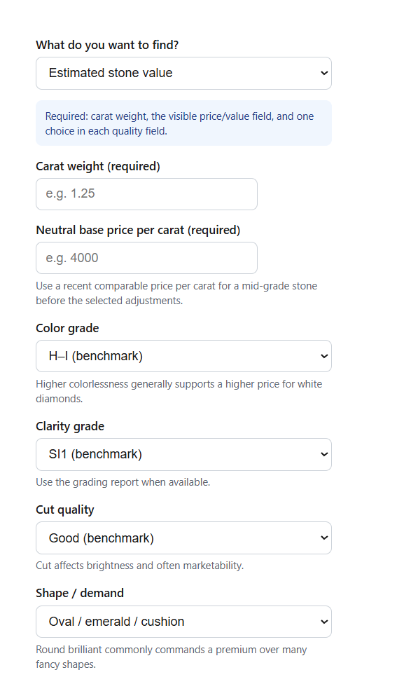 Diamond Value Calculator